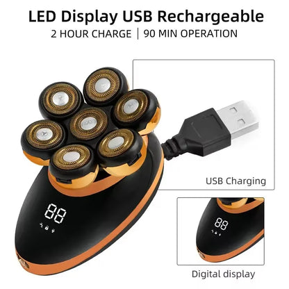 7D svävande elektrisk rakapparat med 5-i-1 skötselkit och vattentät design – FlexEdge