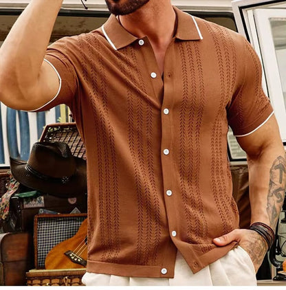 Ventilerande & Klassisk stickad polo för herrar – Leano