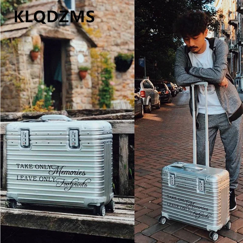 KLQDZMS rullande resväska i hel aluminium‑magnesiumlegering — boardingbox, herrarnas affärstrolleyväska 18", 20", 22", 24" bagage