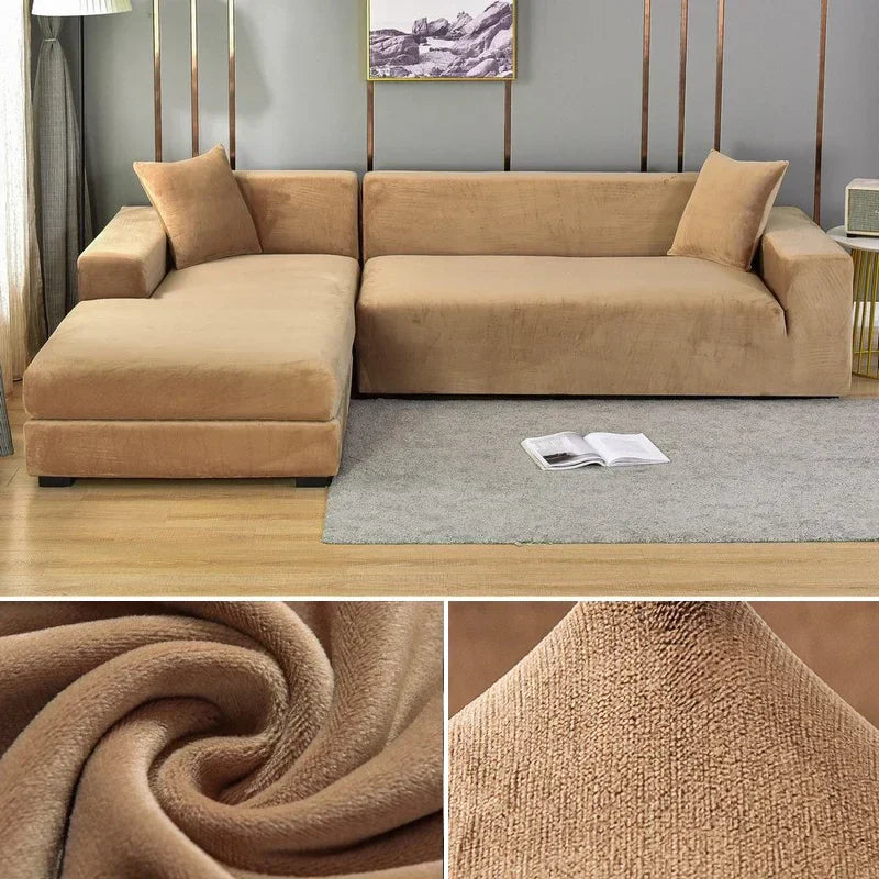 Stretch-veloursofföverdrag med lyxig finish – Sofina