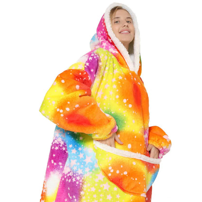 Oversized fleecefilt med huva och fickor – SnugJoy