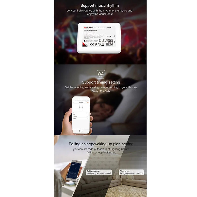 Smart-LED-Controller, weiß, Musik- und Timer-Funktion, App-Steuerung, Heimbeleuchtung.