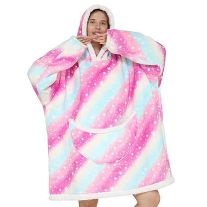 Oversized fleecefilt med huva och fickor – SnugJoy