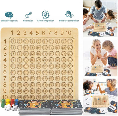 Lärande spel träbräda för multiplikation 1–10 med kort och tärningar