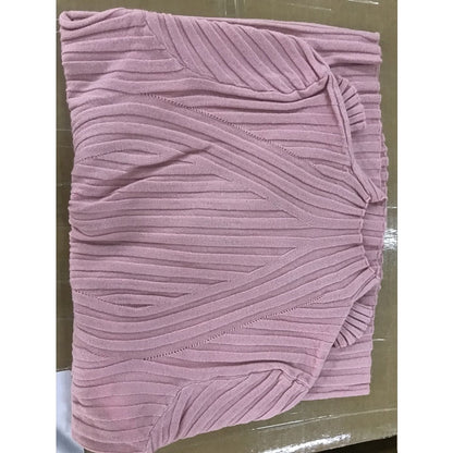 Rosa Strickpullover Damen, geripptes Design, weiches Material, modisch, bequem, Herbstmode.