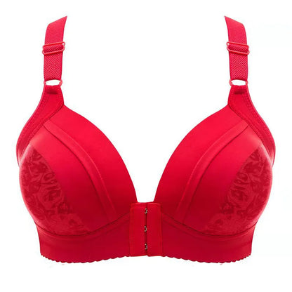 Roter Damen-BH, nahtlos, verstellbare Träger, stützender Komfort, elegante Spitze.