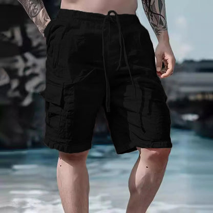 Luftiga herreslinnen-shorts med breda ben och dragsko – Silas