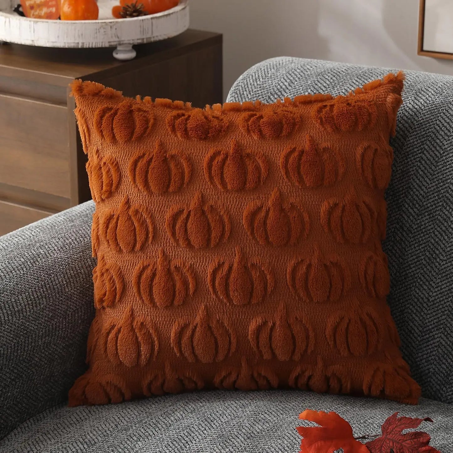Mjuk kuddfodral i konstpäls för höstdekorationer – RusticCozy