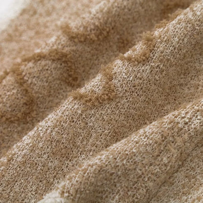 Beige stickad damtröja med vintage-jacquardmönster – Mireille