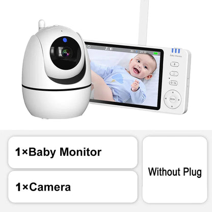 5-tums HD-videobabymonitor med kamera, PTZ-zoom och nattseende