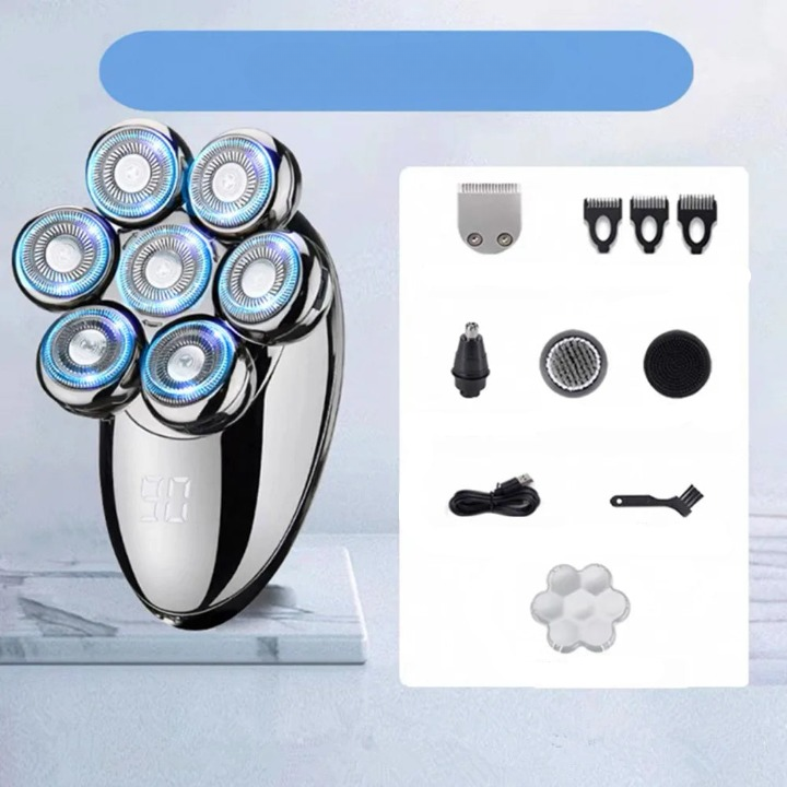 7D svävande elektrisk rakapparat med 5-i-1 skötselkit och vattentät design – FlexEdge