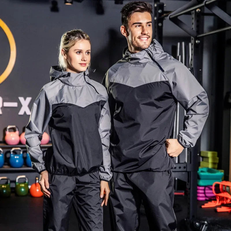 Lätt unisex träningsset med dragkedja och huva – Remo