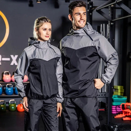 Lätt unisex träningsset med dragkedja och huva – Remo