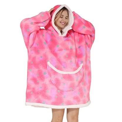 Oversized fleecefilt med huva och fickor – SnugJoy