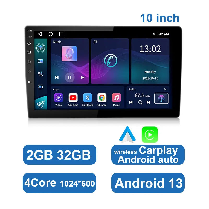Universell Android-bilstereo med pekskärm, GPS och trådlös CarPlay