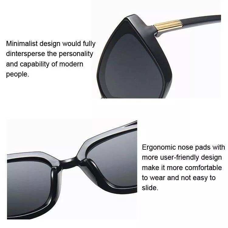 Schwarze Sonnenbrille, minimalistisches Design, ergonomische Nasenpads, modisch, komfortabel.