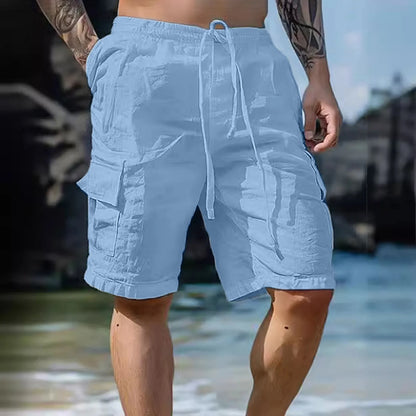 Luftiga herreslinnen-shorts med breda ben och dragsko – Silas