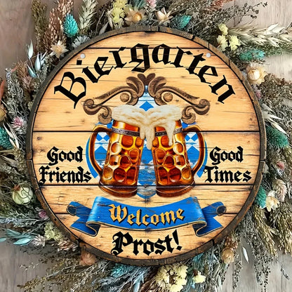 Metallisk väggskylt 'Biergarten Prost' – Prost-skylt Oktoberfest 2026