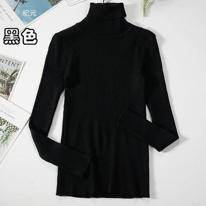 Schwarzer Rollkragenpullover Damen, langärmelig, gerippt, elegant, Herbstmode.