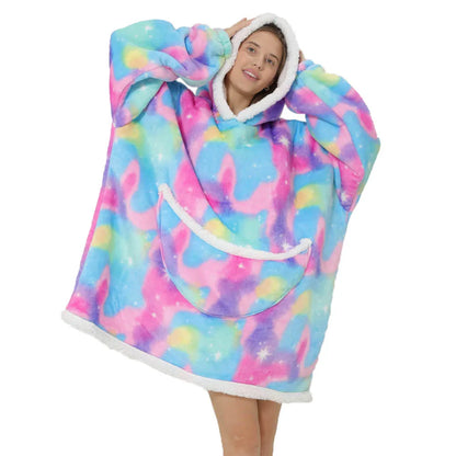 Oversized fleecefilt med huva och fickor – SnugJoy