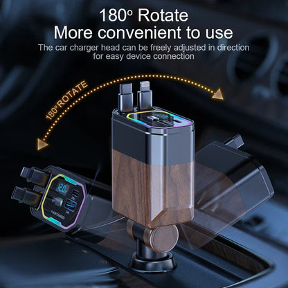 120W 4-i-1 utbyggbar billaddare med USB-C- och cigarettändaradapter – Vega