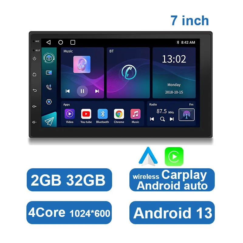 Universell Android-bilstereo med pekskärm, GPS och trådlös CarPlay