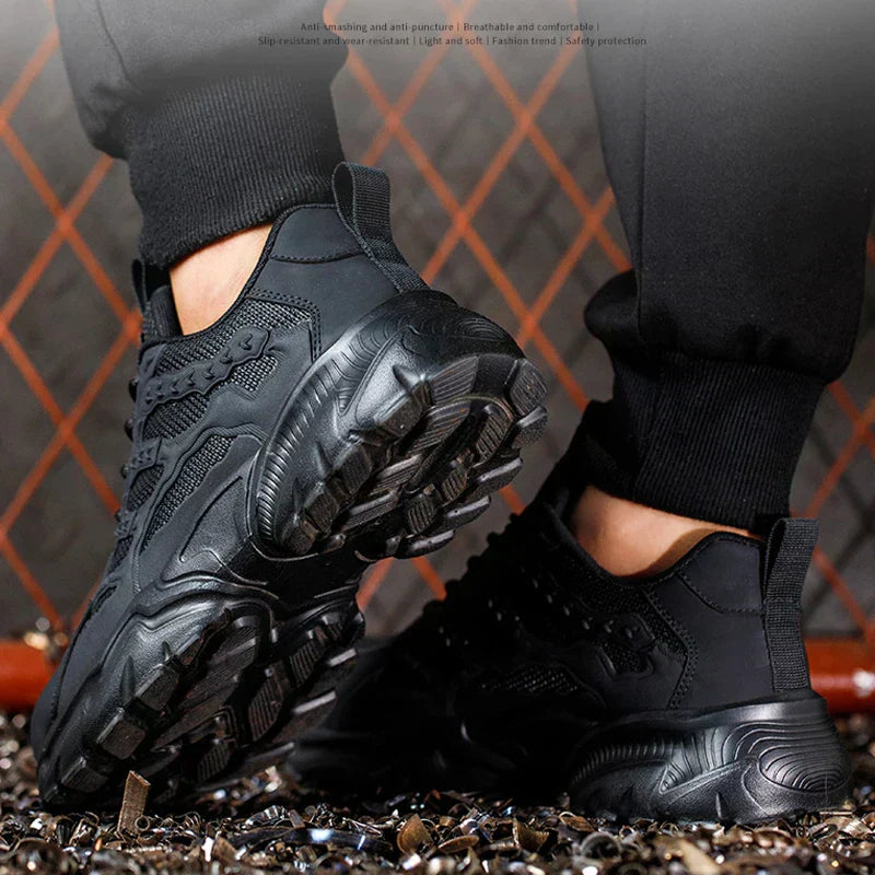 Schwarze Herren-Sneaker, rutschfest, atmungsaktiv, modisch, ideal für Outdoor-Aktivitäten.