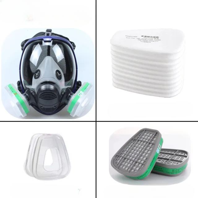Helmask med anti-imma-lins och industriella gasfilter