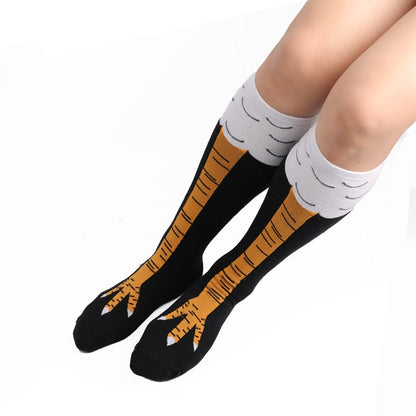 Kniestrümpfe mit Hühnerbein-Design, schwarz-weiß, Baumwolle, lustige Socken für Kinder.