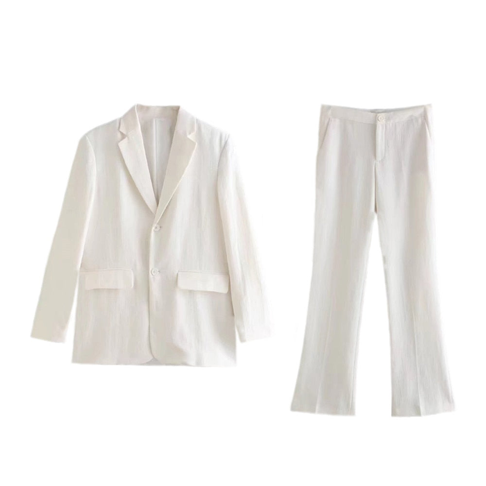 Weißer Leinenanzug für Herren, zweiteilig, Sakko und Hose, elegantes Design, Sommermode.