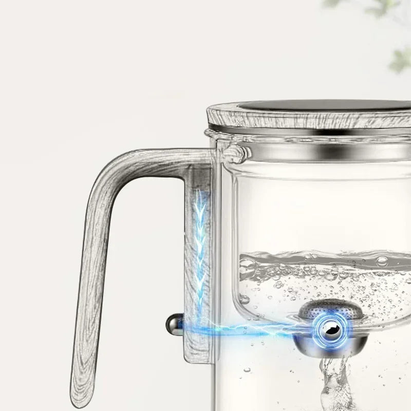 Glas-Wasserkocher mit Holzgriff, kochendes Wasser, modernes Küchengerät, transparentes Design