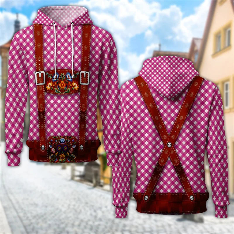 3D-Trachten-hoodie med ölkrustryck – ProstZeit Oktoberfest 2026