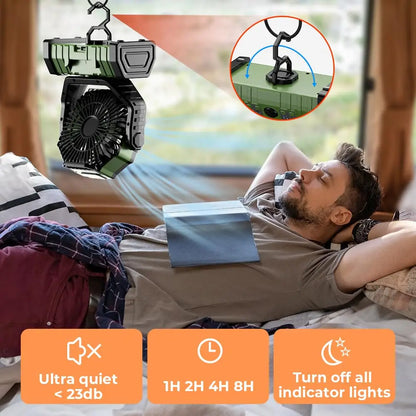 Campingfläkt med 20 000 mAh-batteri, LED-lampa och fjärrkontroll – AirMate