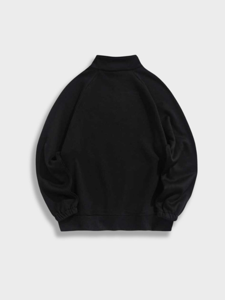 Schwarzer Pullover, langärmelig, aus Baumwolle, Unisex, modisch, bequem, Freizeitkleidung.