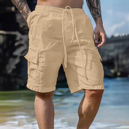 Luftiga herreslinnen-shorts med breda ben och dragsko – Silas