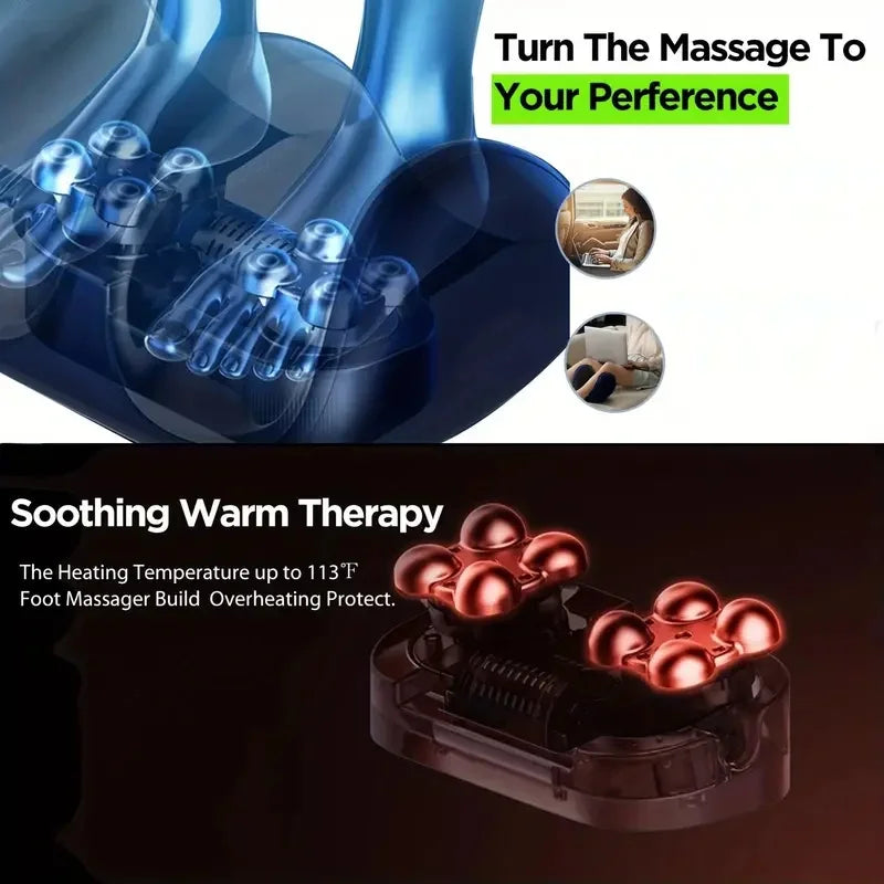 Extra stor elektrisk shiatsu-fot- och vadmassageapparat med värme – Orion