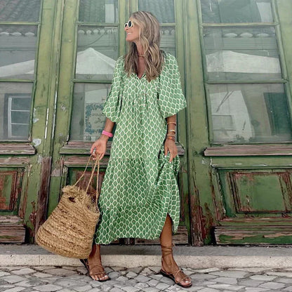 Boho sommarklänning i Ibiza-stil med lös passform – Elira