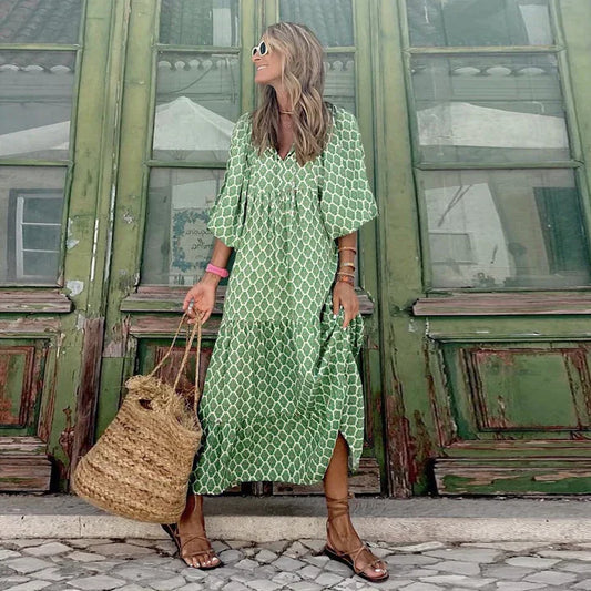 Boho sommarklänning i Ibiza-stil med lös passform – Elira