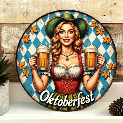 Rund väggdekoration "Oktoberfest-Madl" (20 cm) – BierMaid Art Oktoberfest 2026