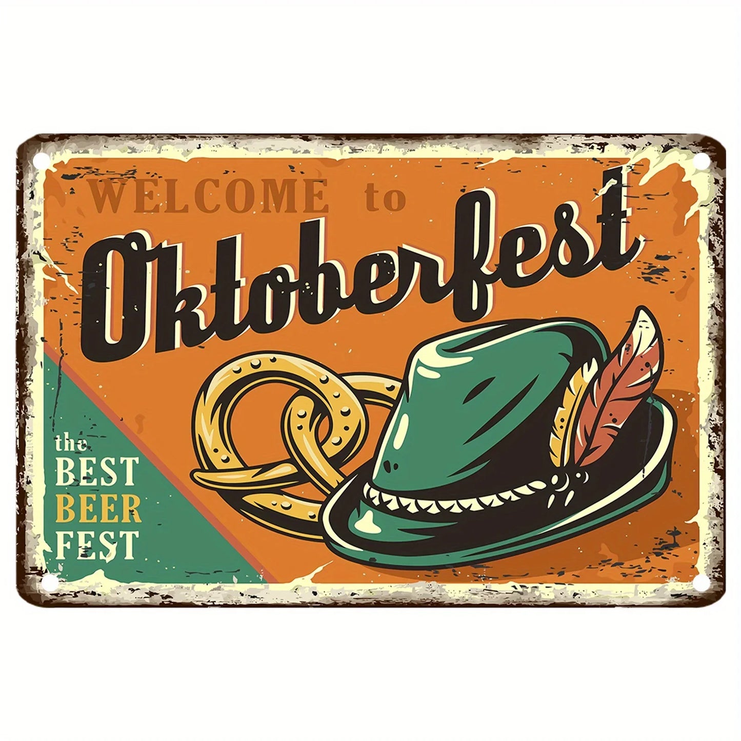 Metallskylt med hatt och kringla – Wiesn Välkommen Oktoberfest 2026