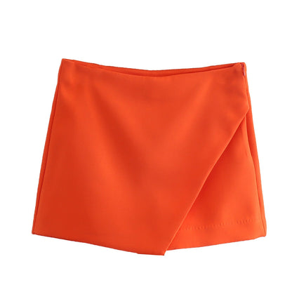 Orange Minirock, Damenmode, Sommerkleidung, elegantes Design, knielang, Polyester.