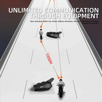 Bluetooth-intercom-headset för motorcykelhjälm med 1000 m räckvidd & IPX6-vattentät – RoadComm