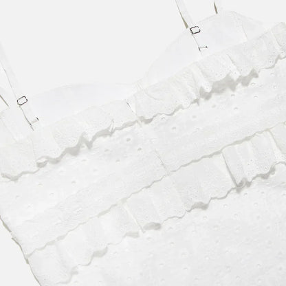 Stilren broderad camisole-maxiklänning i vitt – Alina