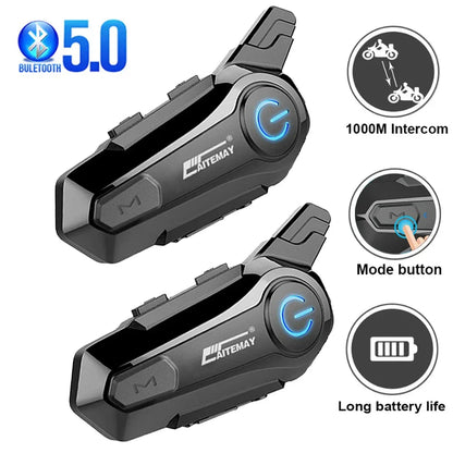 Bluetooth-intercom-headset för motorcykelhjälm med 1000 m räckvidd & IPX6-vattentät – RoadComm