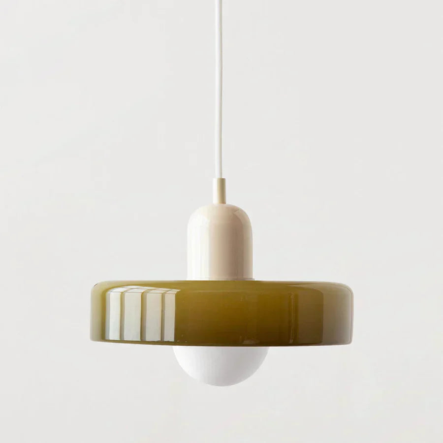 Moderne grüne Pendelleuchte aus Glas, minimalistisch, skandinavisches Design, Wohnzimmerbeleuchtung.