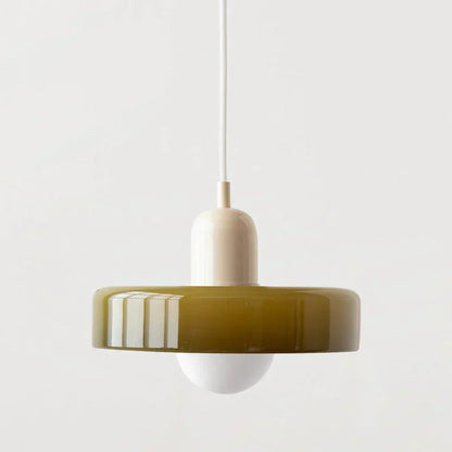 Moderne grüne Pendelleuchte aus Glas, minimalistisch, skandinavisches Design, Wohnzimmerbeleuchtung.