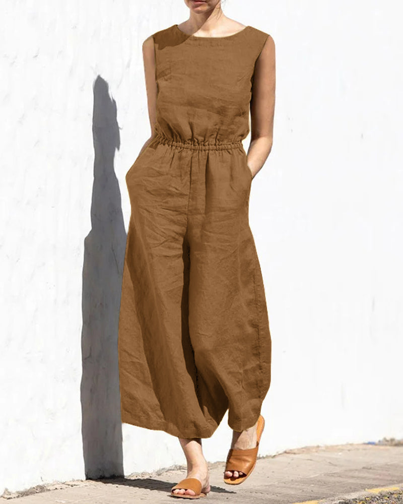 Ärmlös jumpsuit med vida ben – Aurelia