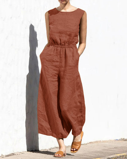 Ärmlös jumpsuit med vida ben – Aurelia
