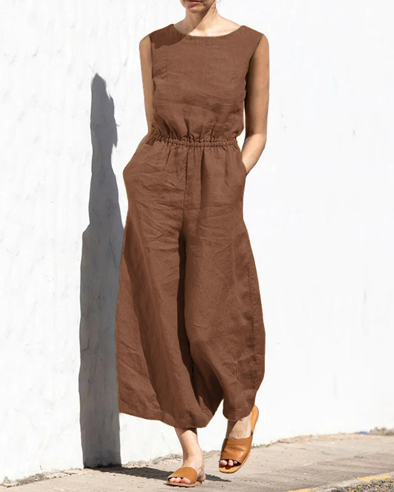 Ärmlös jumpsuit med vida ben – Aurelia