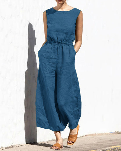 Ärmlös jumpsuit med vida ben – Aurelia